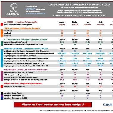 Calendrier Inter Bagnols-Sur-Cèze 1er Semestre 2024